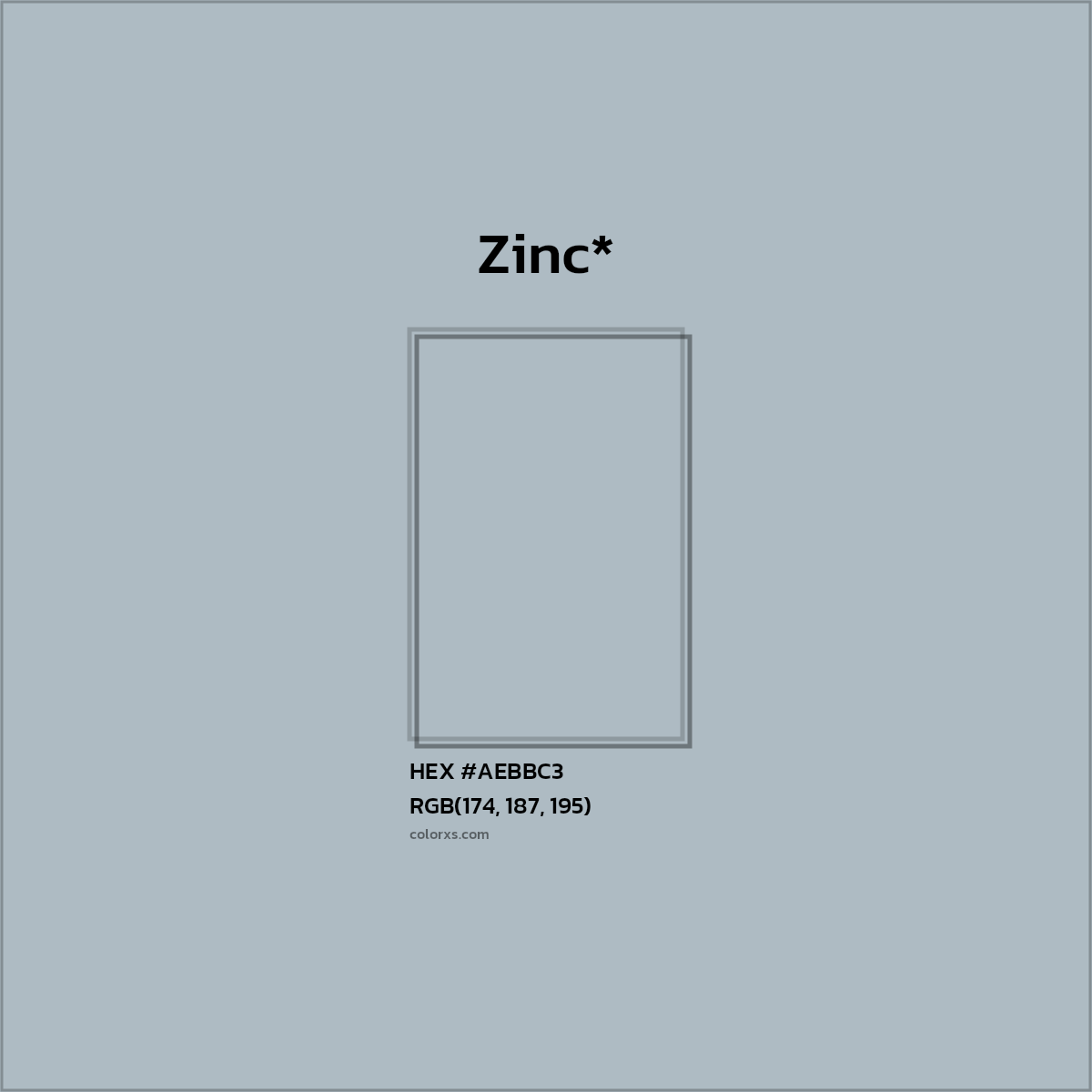 #AEBBC3 hex color. RGB, RYB, CMYK, HSL, HSV codes and color conversions. Matching color names, palettes, paints.