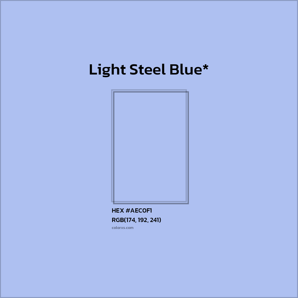 #AEC0F1 hex color. RGB, RYB, CMYK, HSL, HSV codes and color conversions. Matching color names, palettes, paints.