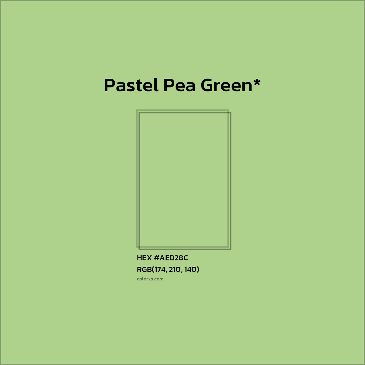 #AED28C hex color. RGB, RYB, CMYK, HSL, HSV codes and color conversions. Matching color names, palettes, paints.