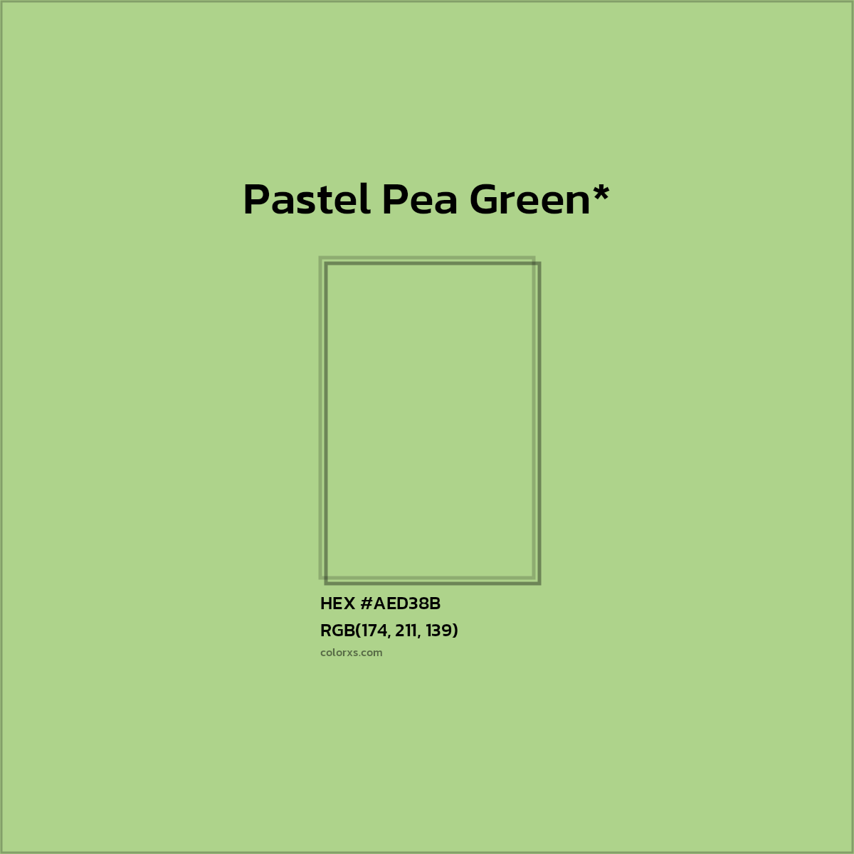 #AED38B hex color. RGB, RYB, CMYK, HSL, HSV codes and color conversions. Matching color names, palettes, paints.