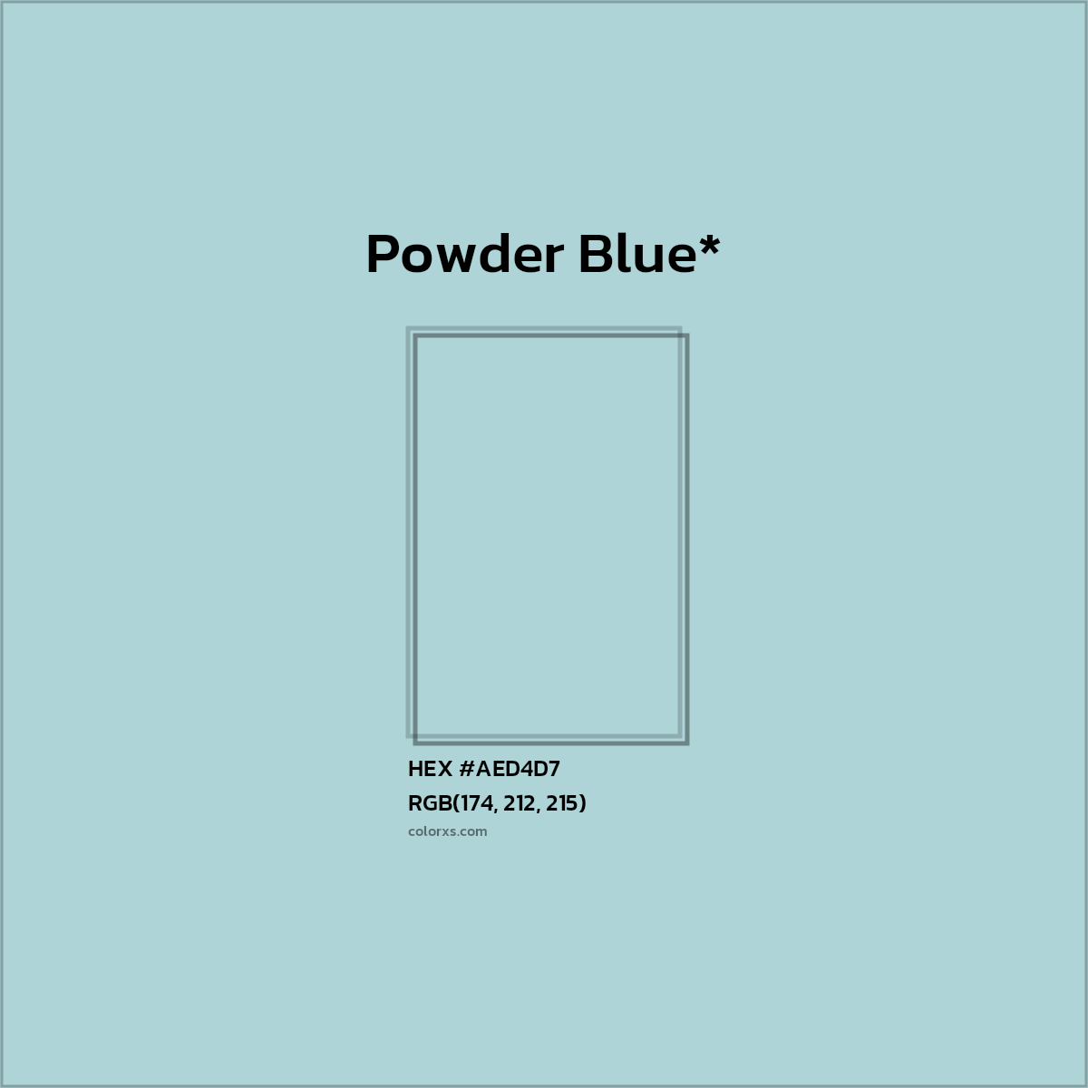 #AED4D7 hex color. RGB, RYB, CMYK, HSL, HSV codes and color conversions. Matching color names, palettes, paints.