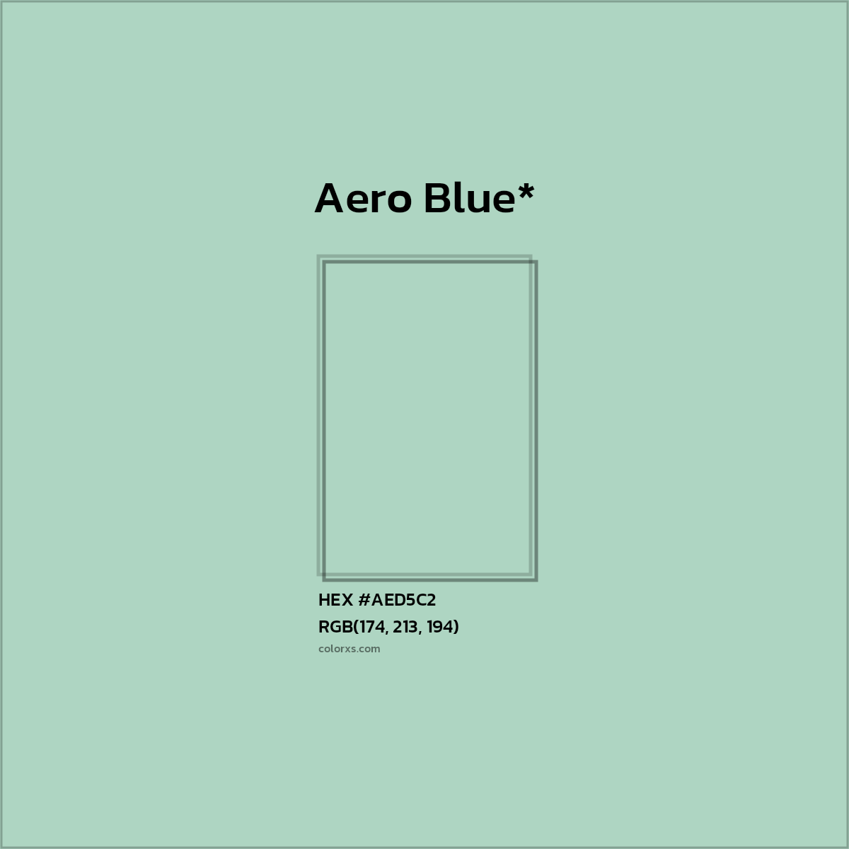 #AED5C2 hex color. RGB, RYB, CMYK, HSL, HSV codes and color conversions. Matching color names, palettes, paints.