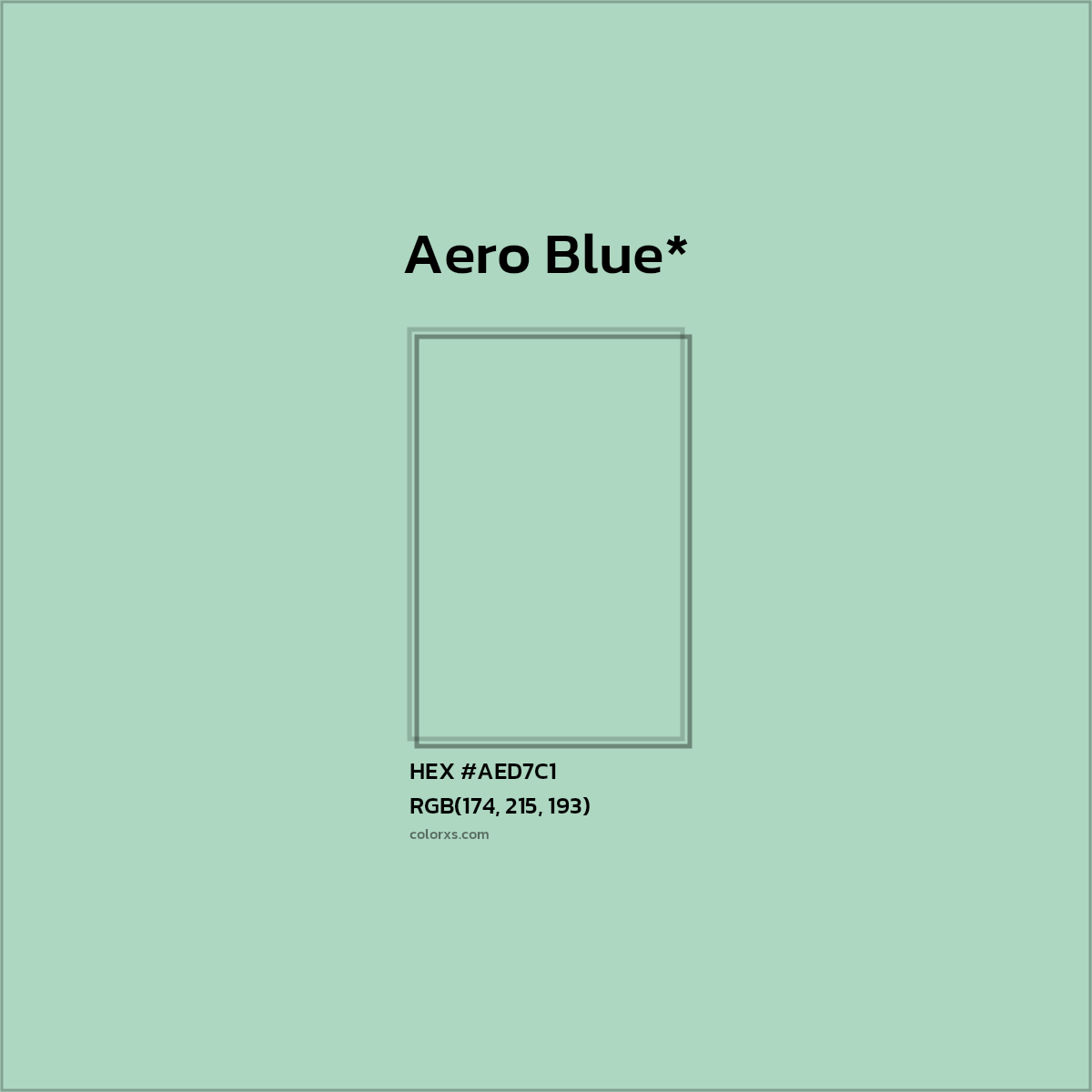 #AED7C1 hex color. RGB, RYB, CMYK, HSL, HSV codes and color conversions. Matching color names, palettes, paints.