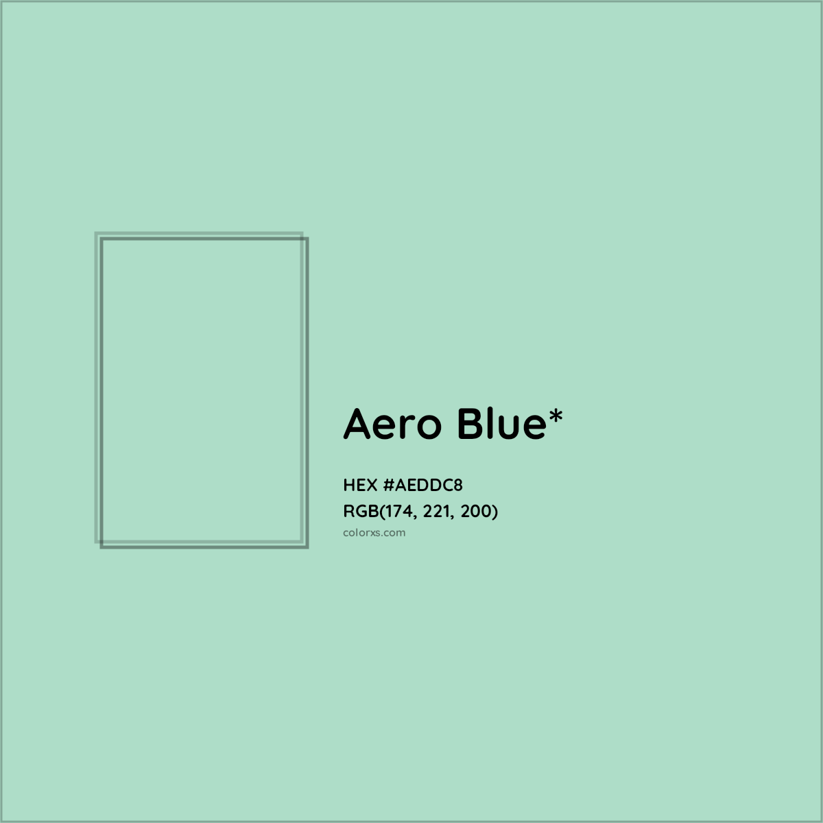 #AEDDC8 hex color. RGB, RYB, CMYK, HSL, HSV codes and color conversions. Matching color names, palettes, paints.