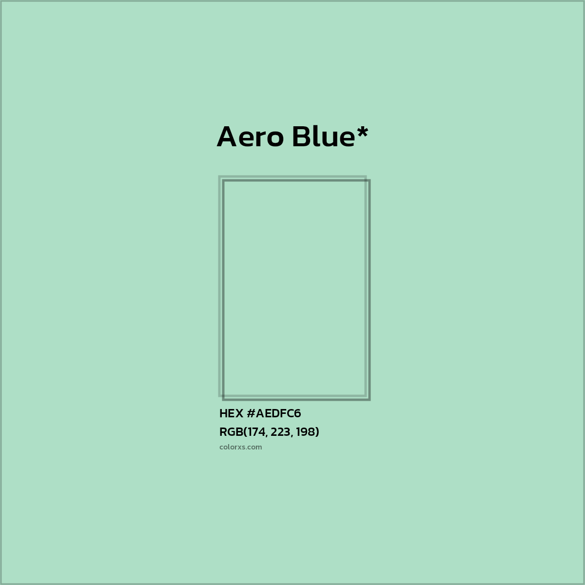 #AEDFC6 hex color. RGB, RYB, CMYK, HSL, HSV codes and color conversions. Matching color names, palettes, paints.