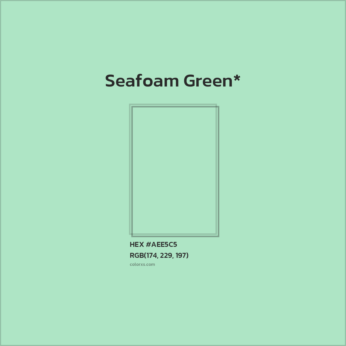 #AEE5C5 hex color. RGB, RYB, CMYK, HSL, HSV codes and color conversions. Matching color names, palettes, paints.