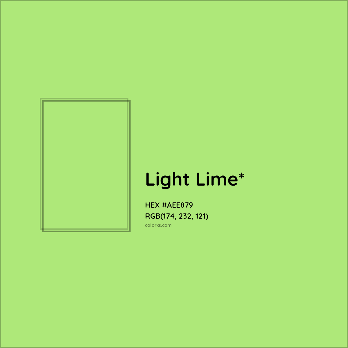 #AEE879 hex color. RGB, RYB, CMYK, HSL, HSV codes and color conversions. Matching color names, palettes, paints.
