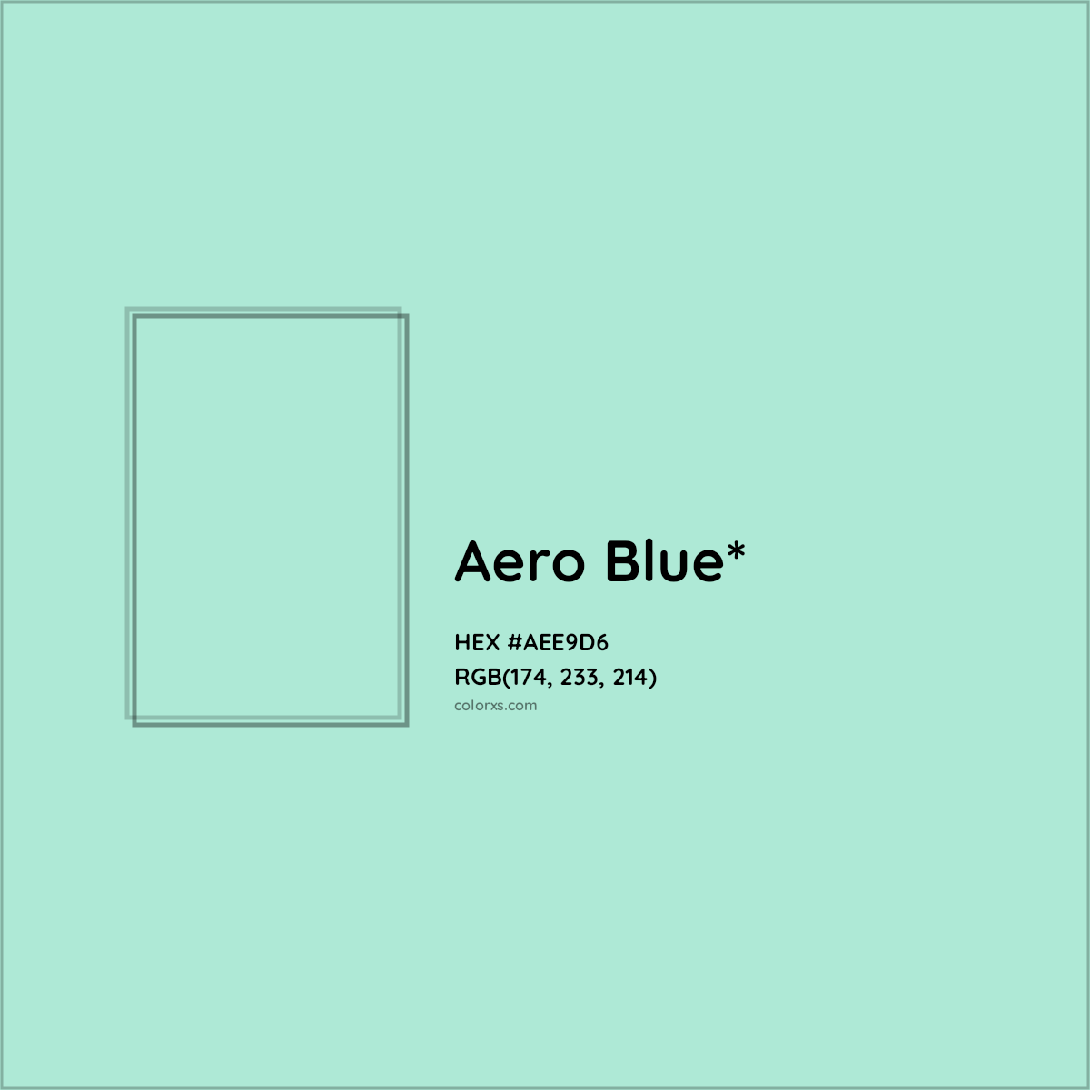 #AEE9D6 hex color. RGB, RYB, CMYK, HSL, HSV codes and color conversions. Matching color names, palettes, paints.