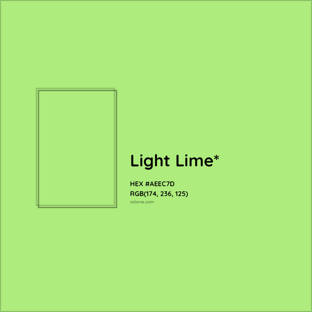 #AEEC7D hex color. RGB, RYB, CMYK, HSL, HSV codes and color conversions. Matching color names, palettes, paints.