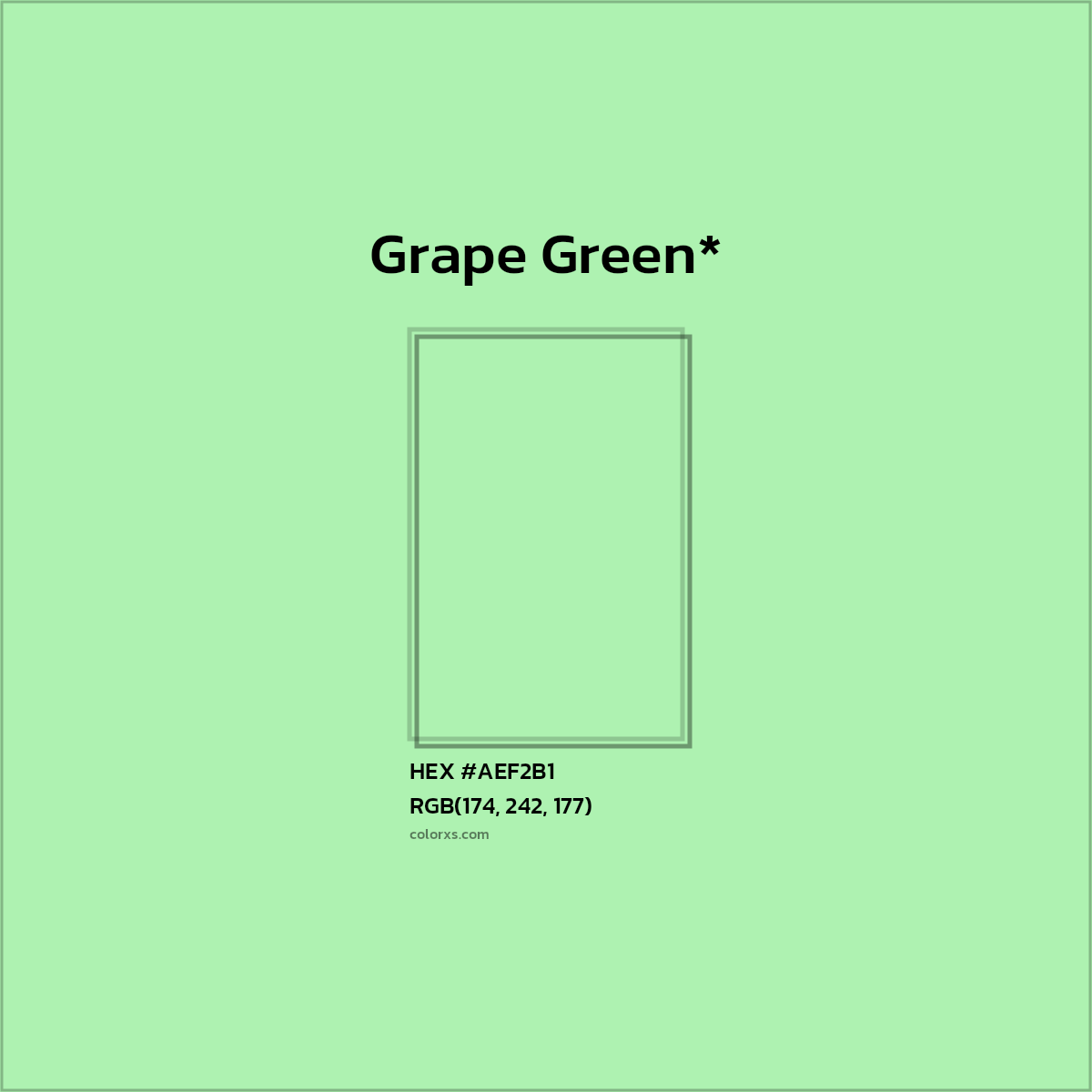 #AEF2B1 hex color. RGB, RYB, CMYK, HSL, HSV codes and color conversions. Matching color names, palettes, paints.
