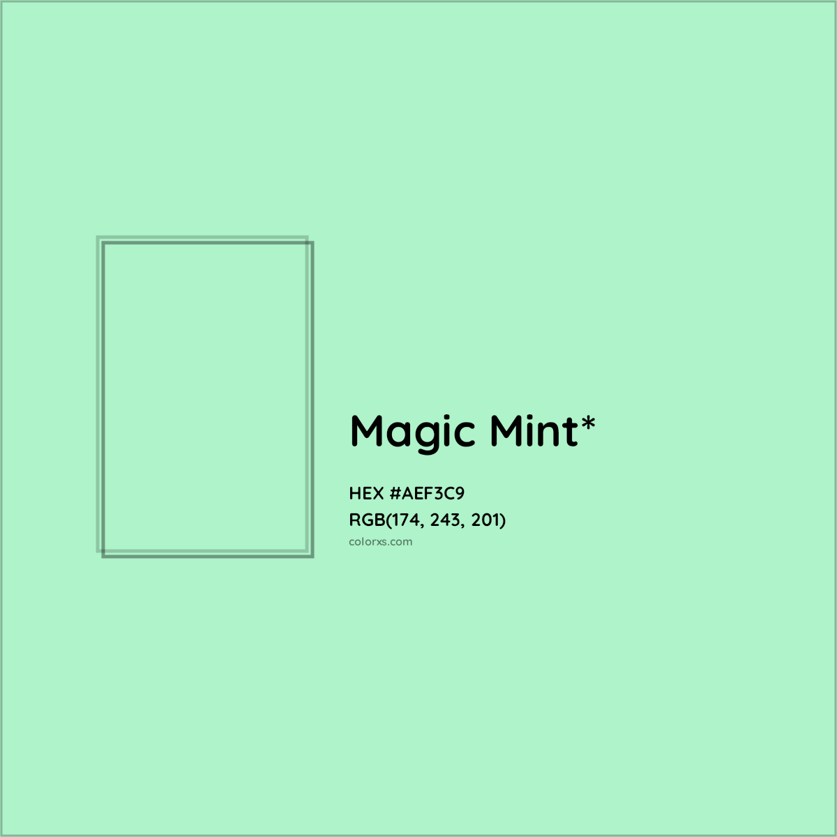 #AEF3C9 hex color. RGB, RYB, CMYK, HSL, HSV codes and color conversions. Matching color names, palettes, paints.