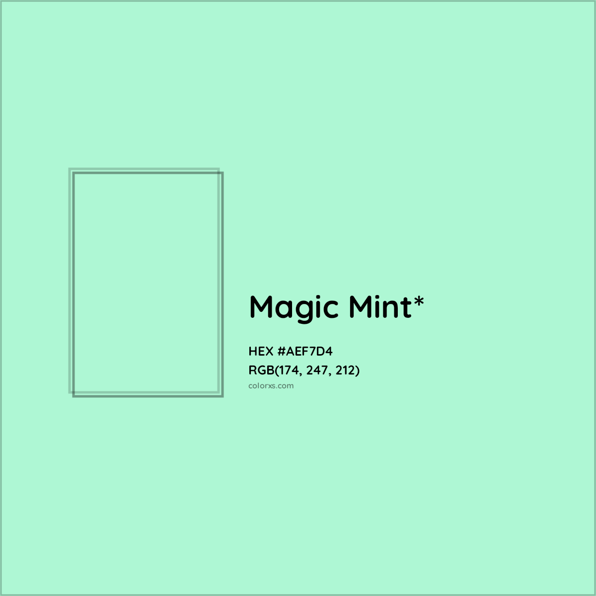 #AEF7D4 hex color. RGB, RYB, CMYK, HSL, HSV codes and color conversions. Matching color names, palettes, paints.