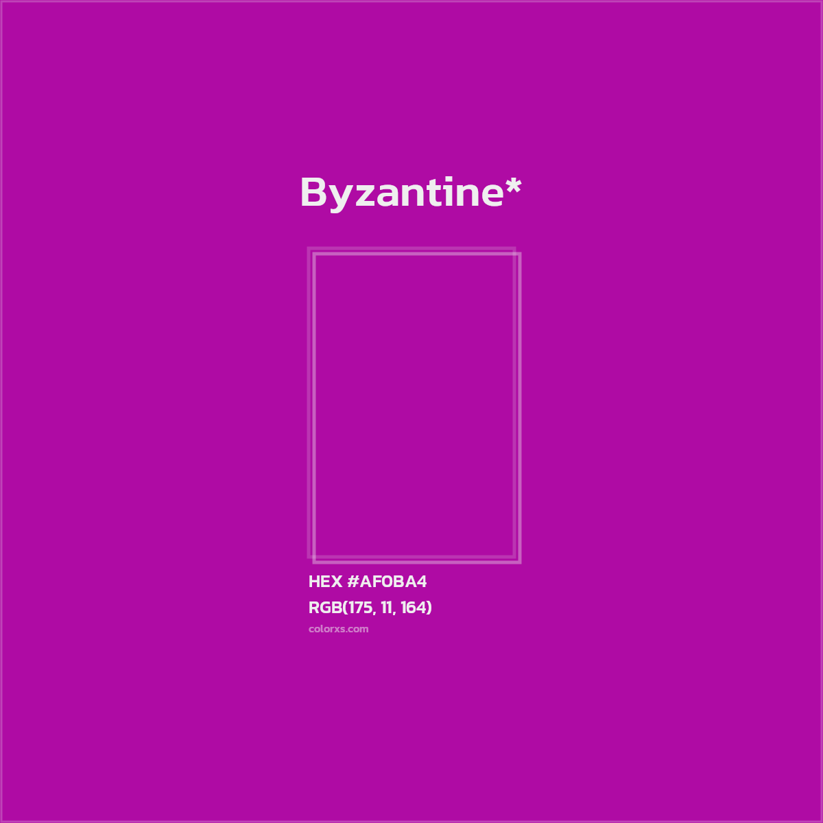 #AF0BA4 hex color. RGB, RYB, CMYK, HSL, HSV codes and color conversions. Matching color names, palettes, paints.