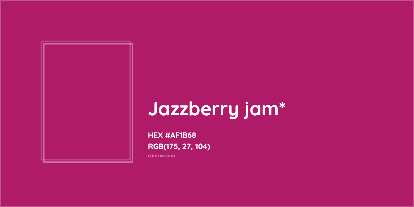 #AF1B68 hex color. RGB, RYB, CMYK, HSL, HSV codes and color conversions. Matching color names, palettes, paints.