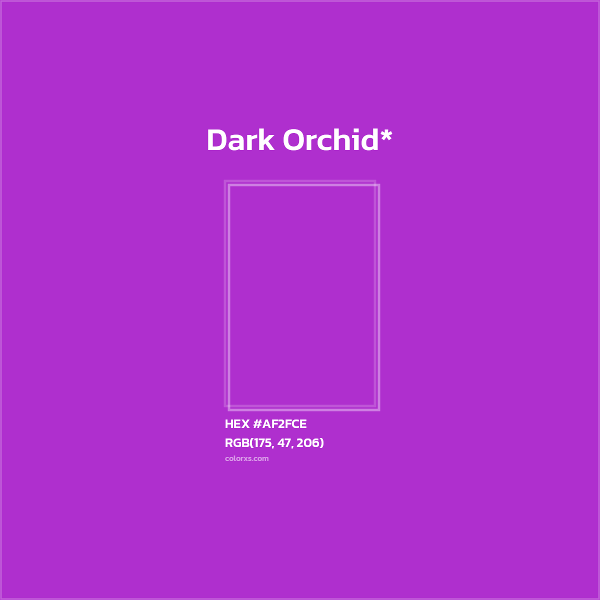 #AF2FCE hex color. RGB, RYB, CMYK, HSL, HSV codes and color conversions. Matching color names, palettes, paints.