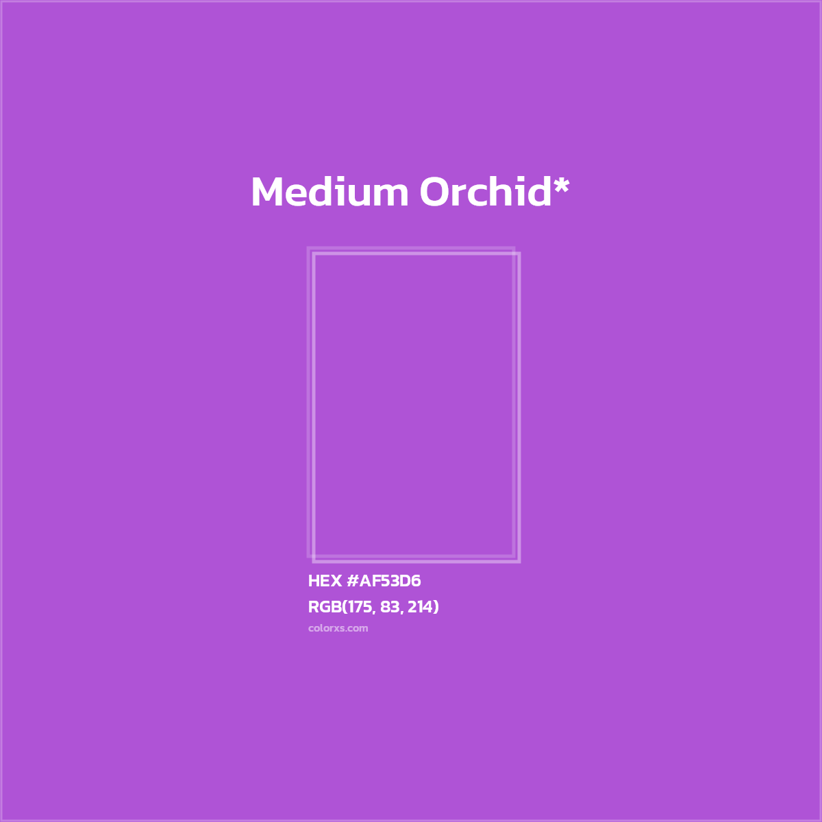 #AF53D6 hex color. RGB, RYB, CMYK, HSL, HSV codes and color conversions. Matching color names, palettes, paints.