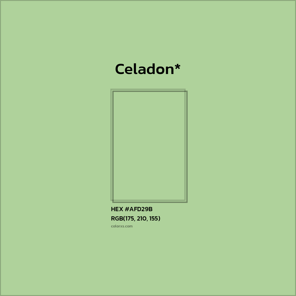 #AFD29B hex color. RGB, RYB, CMYK, HSL, HSV codes and color conversions. Matching color names, palettes, paints.