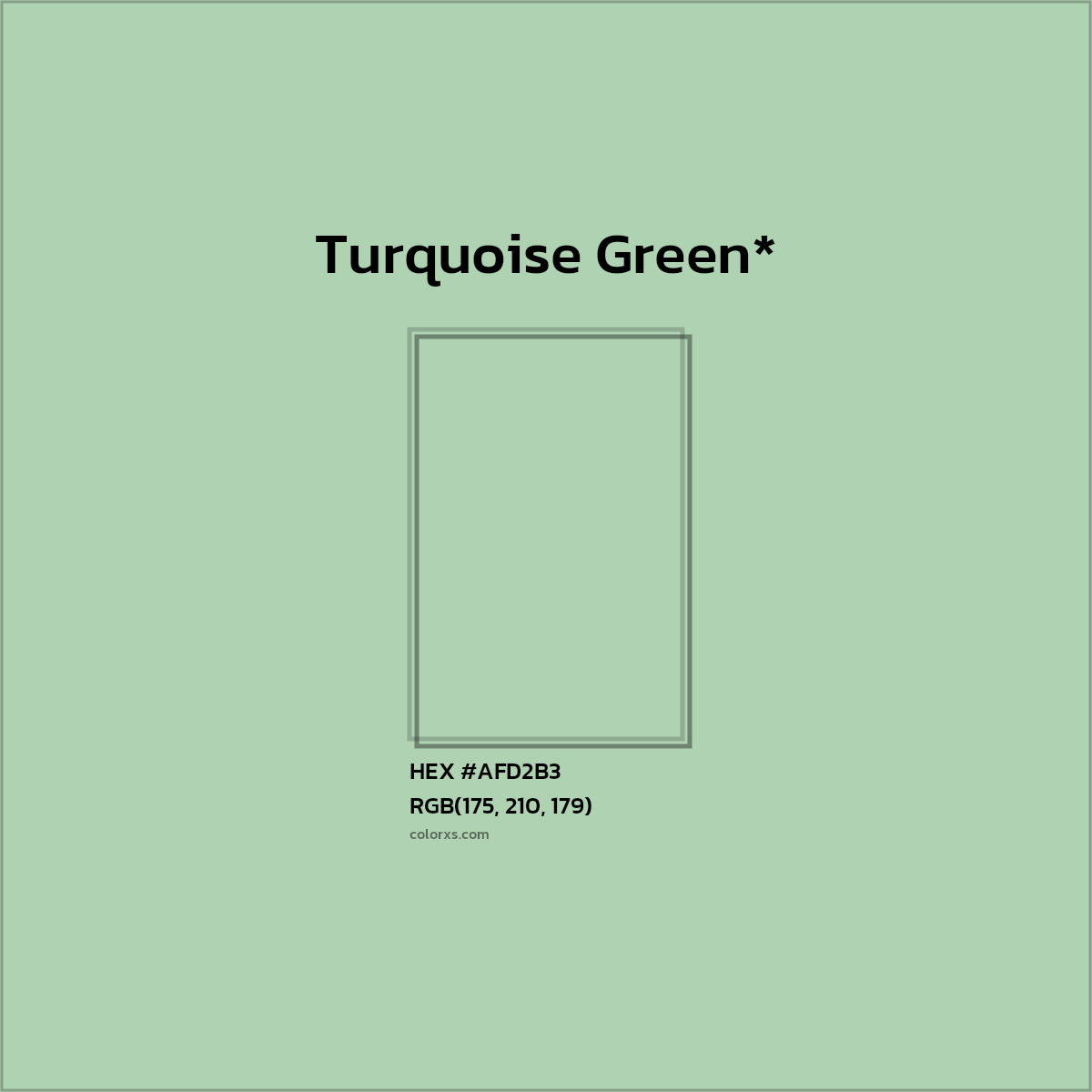 #AFD2B3 hex color. RGB, RYB, CMYK, HSL, HSV codes and color conversions. Matching color names, palettes, paints.