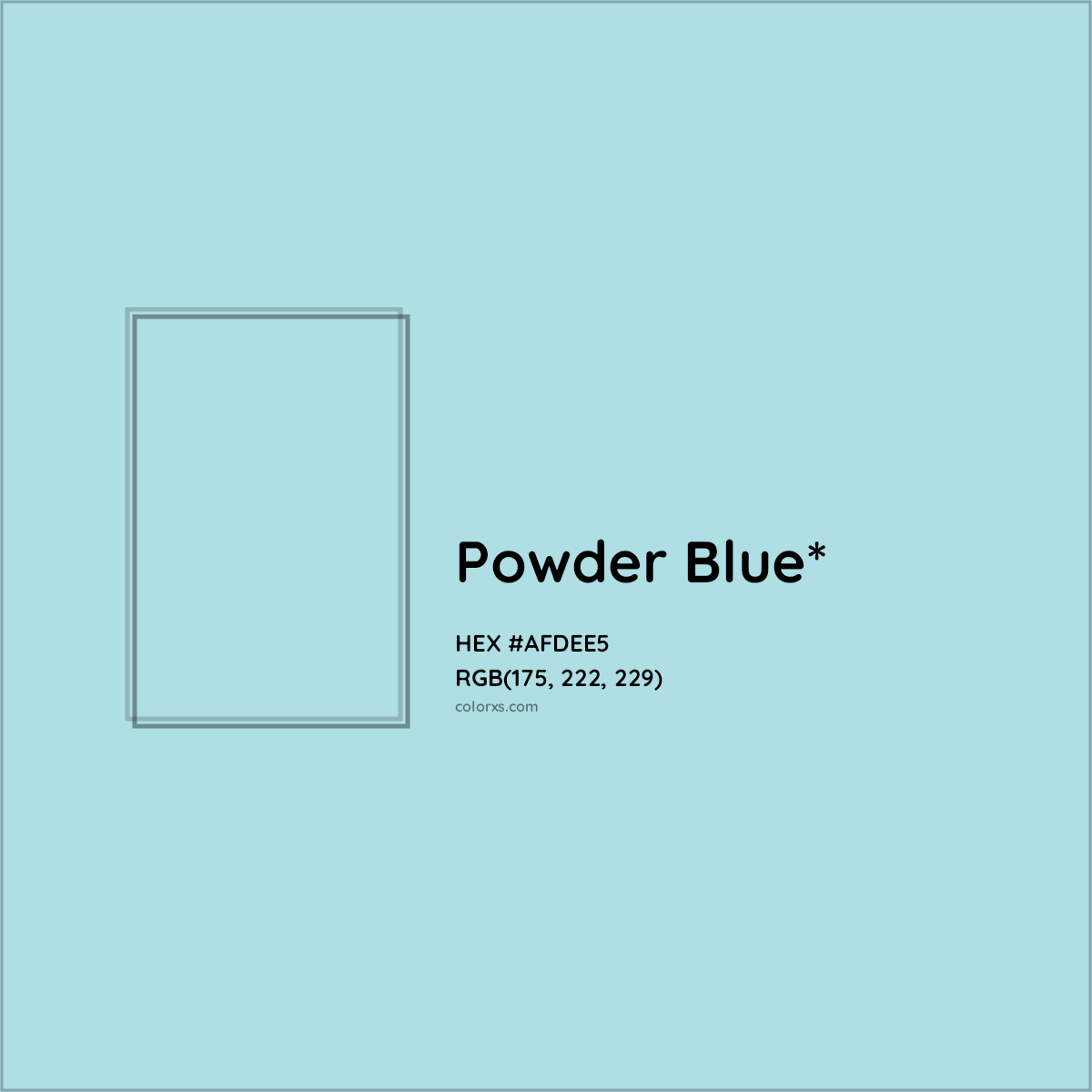 #AFDEE5 hex color. RGB, RYB, CMYK, HSL, HSV codes and color conversions. Matching color names, palettes, paints.