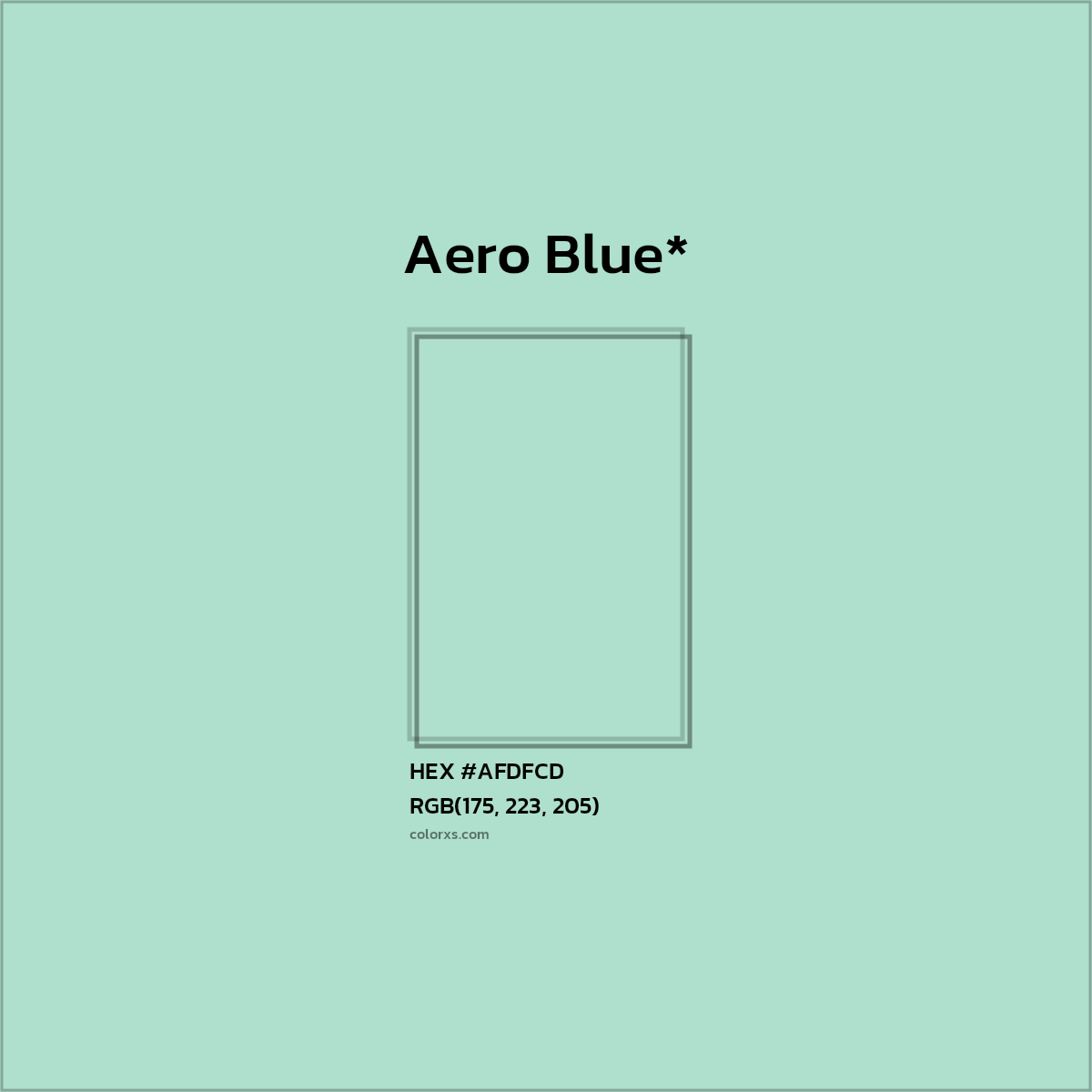 #AFDFCD hex color. RGB, RYB, CMYK, HSL, HSV codes and color conversions. Matching color names, palettes, paints.