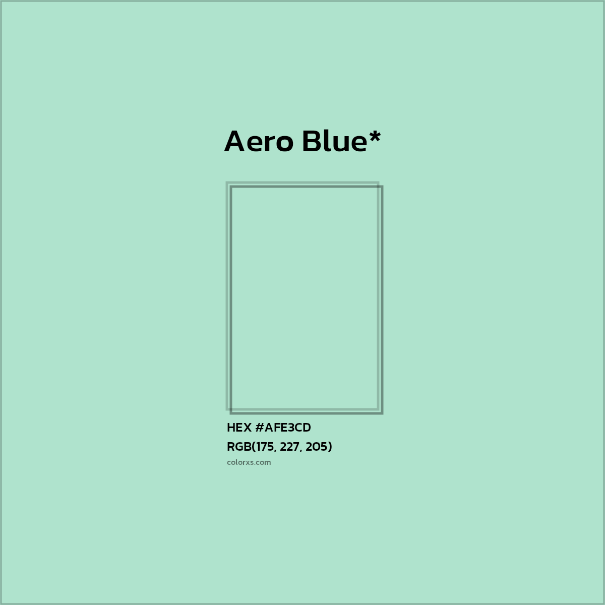 #AFE3CD hex color. RGB, RYB, CMYK, HSL, HSV codes and color conversions. Matching color names, palettes, paints.