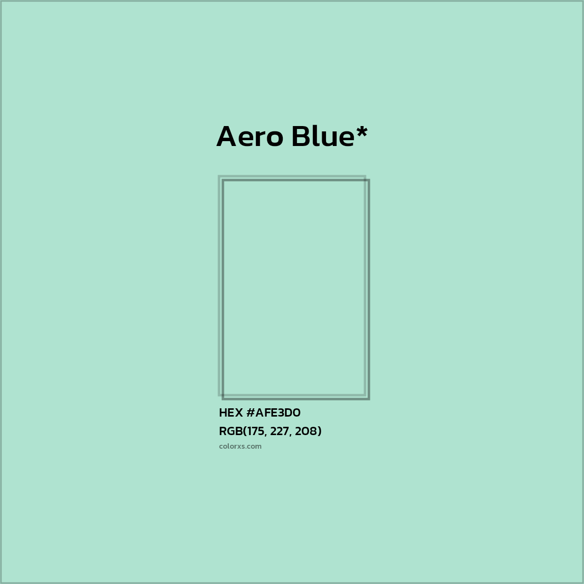 #AFE3D0 hex color. RGB, RYB, CMYK, HSL, HSV codes and color conversions. Matching color names, palettes, paints.