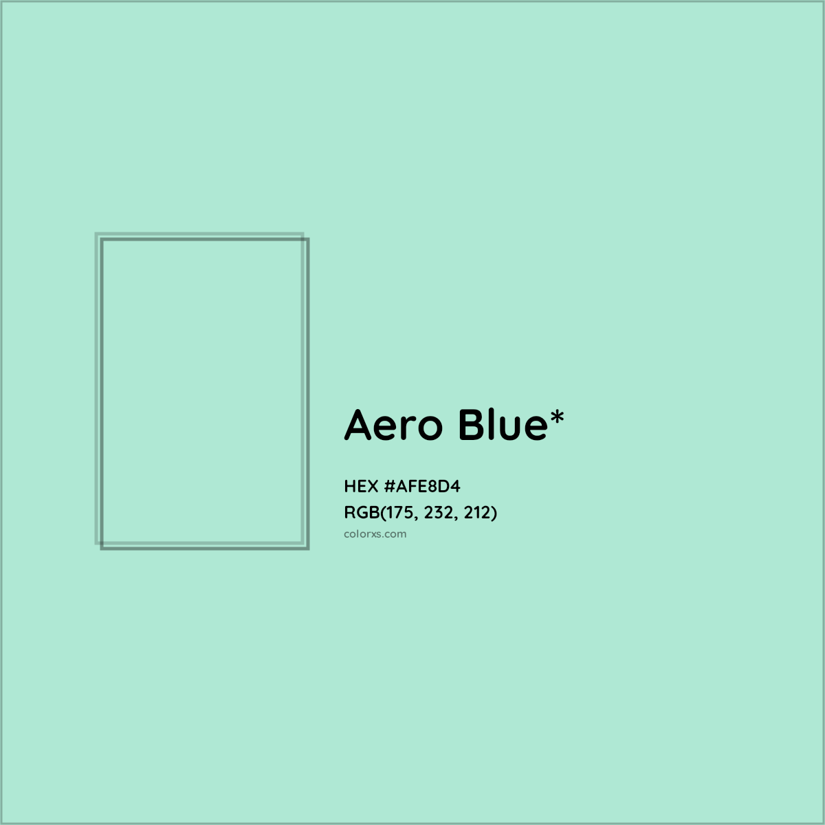 #AFE8D4 hex color. RGB, RYB, CMYK, HSL, HSV codes and color conversions. Matching color names, palettes, paints.
