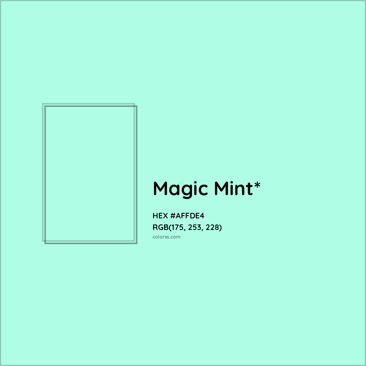 #AFFDE4 hex color. RGB, RYB, CMYK, HSL, HSV codes and color conversions. Matching color names, palettes, paints.