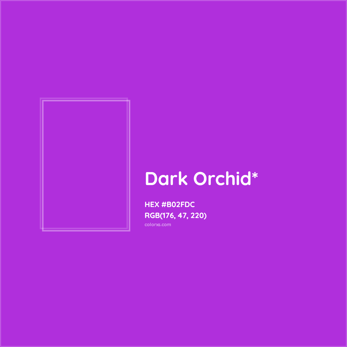 #B02FDC hex color. RGB, RYB, CMYK, HSL, HSV codes and color conversions. Matching color names, palettes, paints.