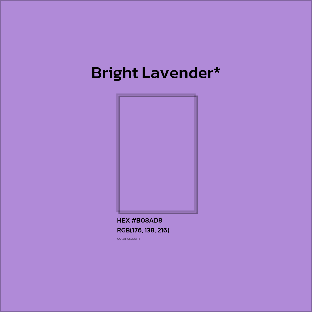 #B08AD8 hex color. RGB, RYB, CMYK, HSL, HSV codes and color conversions. Matching color names, palettes, paints.