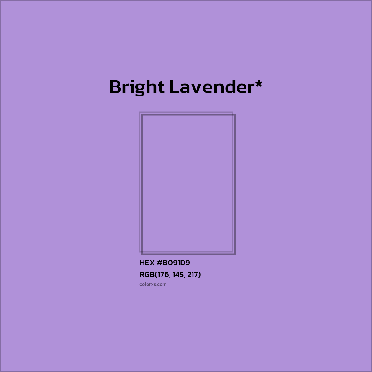 #B091D9 hex color. RGB, RYB, CMYK, HSL, HSV codes and color conversions. Matching color names, palettes, paints.