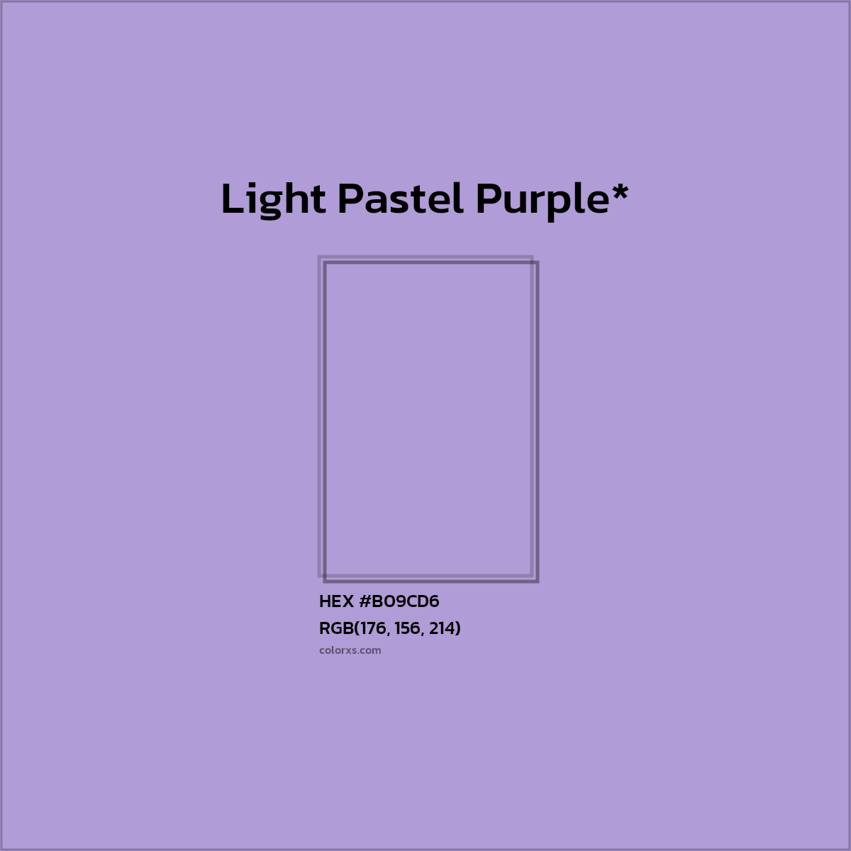#B09CD6 hex color. RGB, RYB, CMYK, HSL, HSV codes and color conversions. Matching color names, palettes, paints.