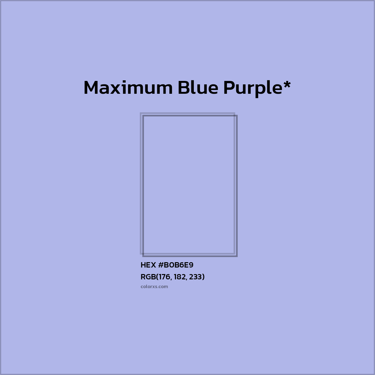 #B0B6E9 hex color. RGB, RYB, CMYK, HSL, HSV codes and color conversions. Matching color names, palettes, paints.