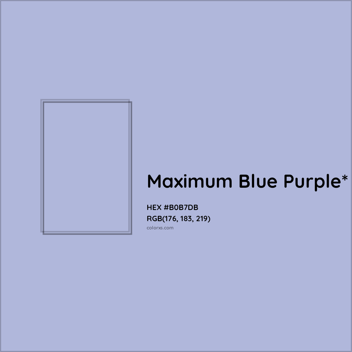 #B0B7DB hex color. RGB, RYB, CMYK, HSL, HSV codes and color conversions. Matching color names, palettes, paints.