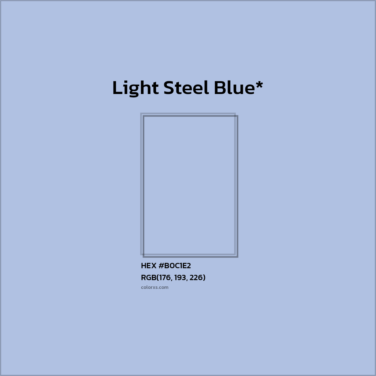 #B0C1E2 hex color. RGB, RYB, CMYK, HSL, HSV codes and color conversions. Matching color names, palettes, paints.