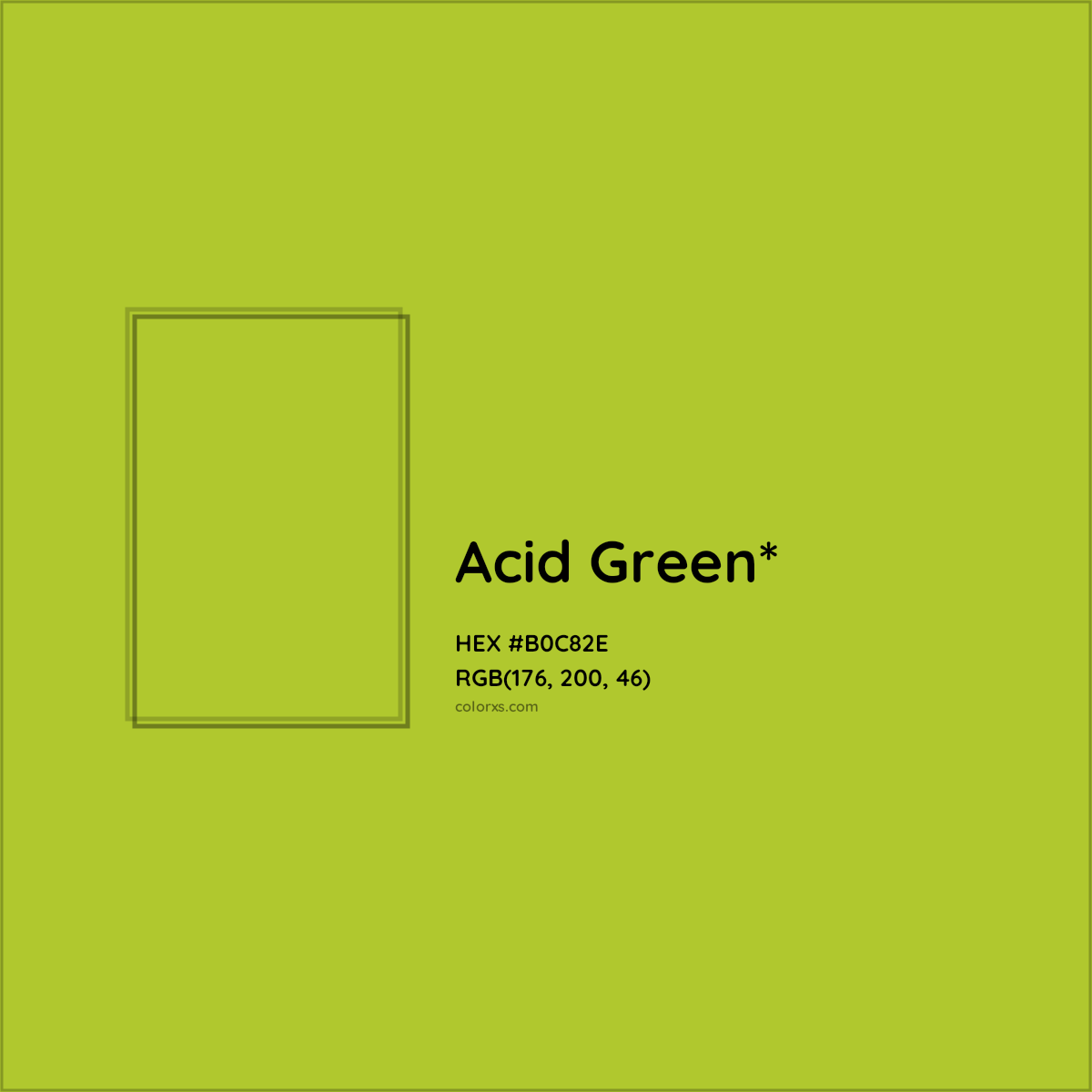 #B0C82E hex color. RGB, RYB, CMYK, HSL, HSV codes and color conversions. Matching color names, palettes, paints.