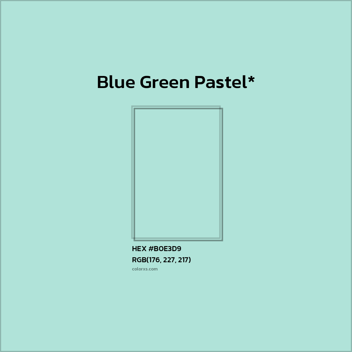 #B0E3D9 hex color. RGB, RYB, CMYK, HSL, HSV codes and color conversions. Matching color names, palettes, paints.
