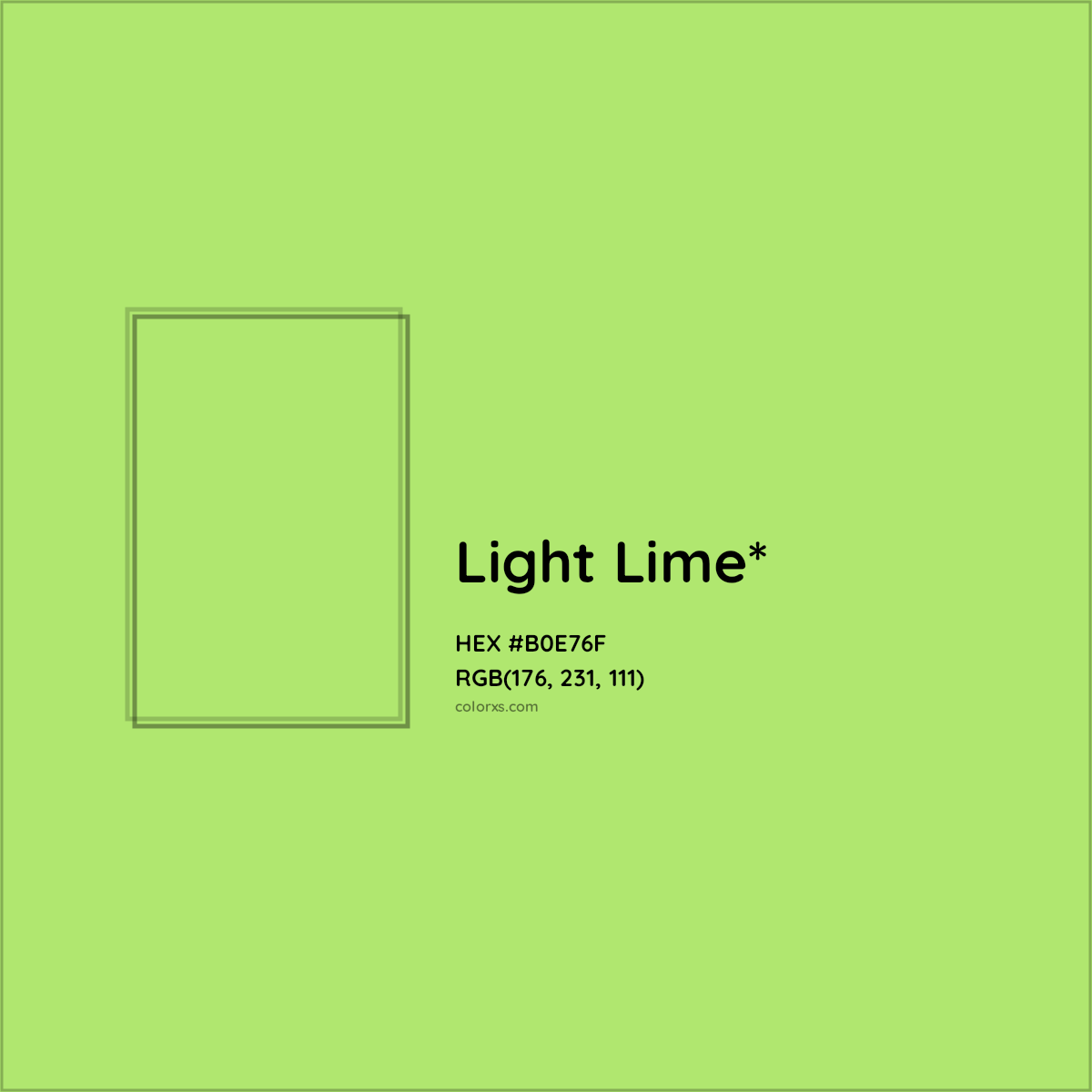 #B0E76F hex color. RGB, RYB, CMYK, HSL, HSV codes and color conversions. Matching color names, palettes, paints.