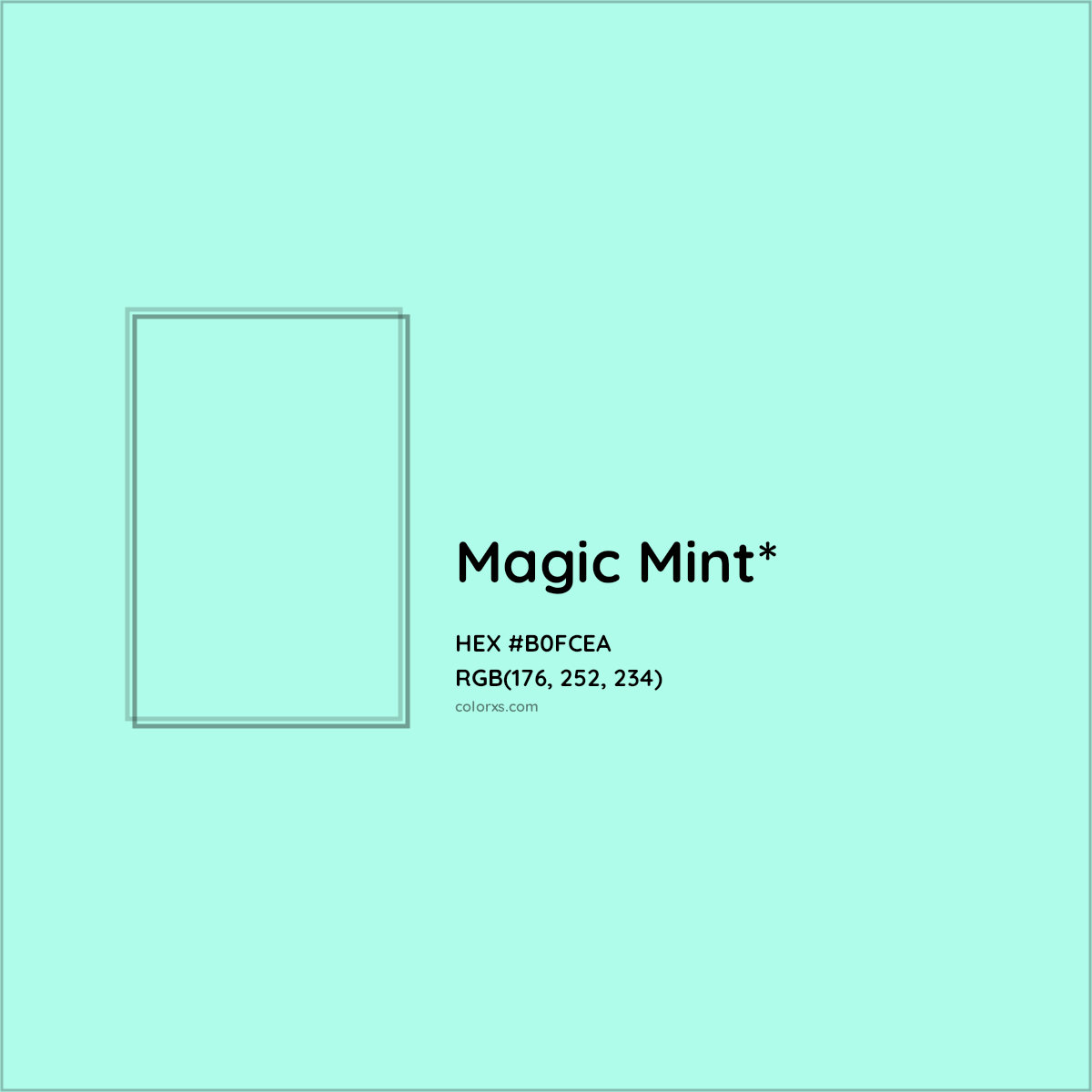 #B0FCEA hex color. RGB, RYB, CMYK, HSL, HSV codes and color conversions. Matching color names, palettes, paints.