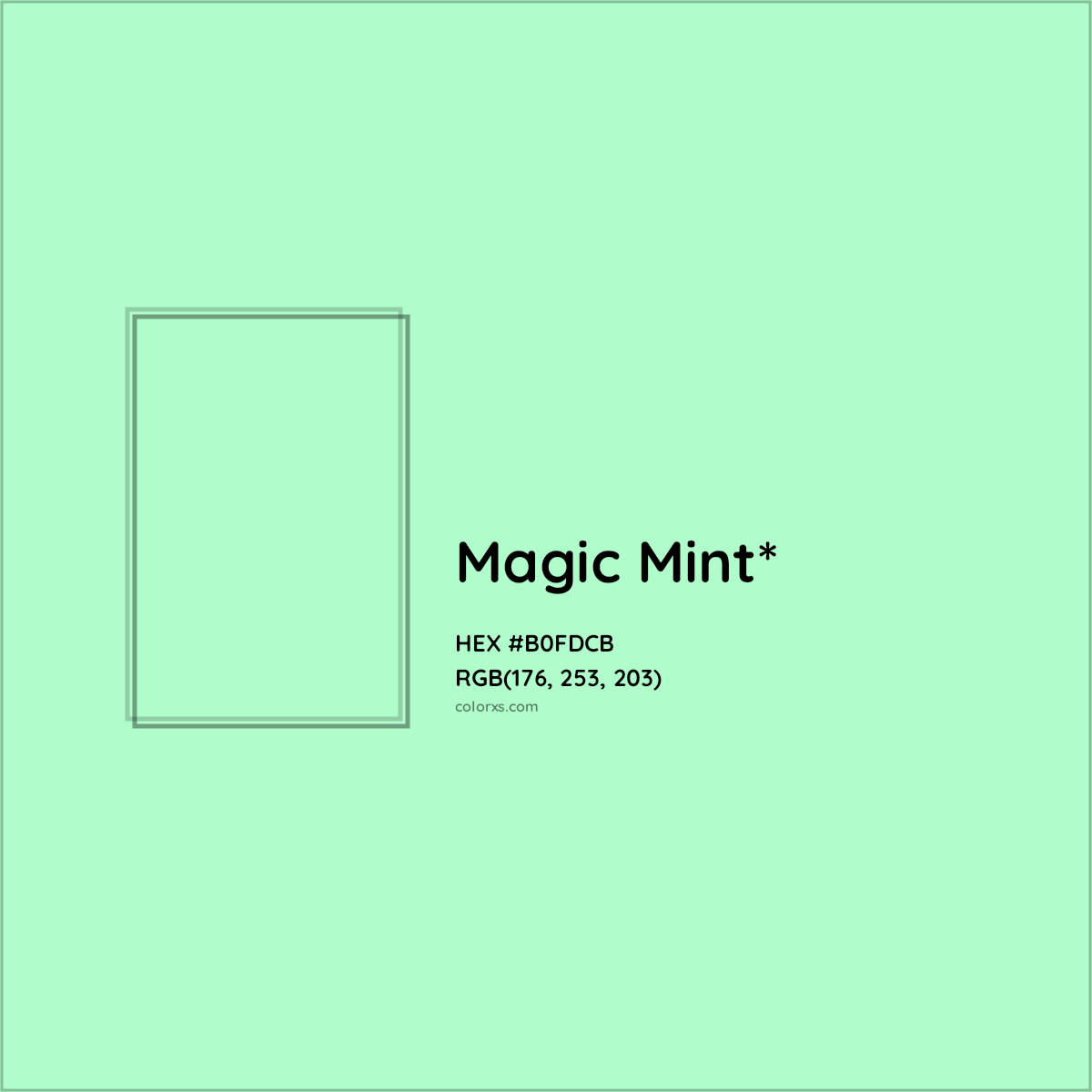 #B0FDCB hex color. RGB, RYB, CMYK, HSL, HSV codes and color conversions. Matching color names, palettes, paints.
