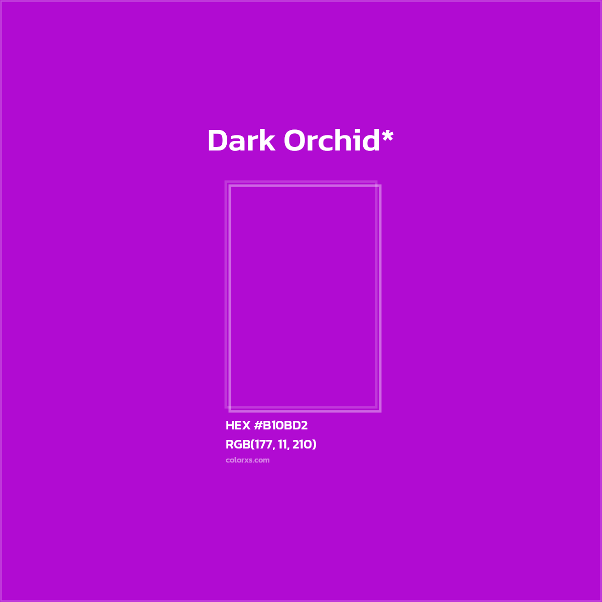#B10BD2 hex color. RGB, RYB, CMYK, HSL, HSV codes and color conversions. Matching color names, palettes, paints.
