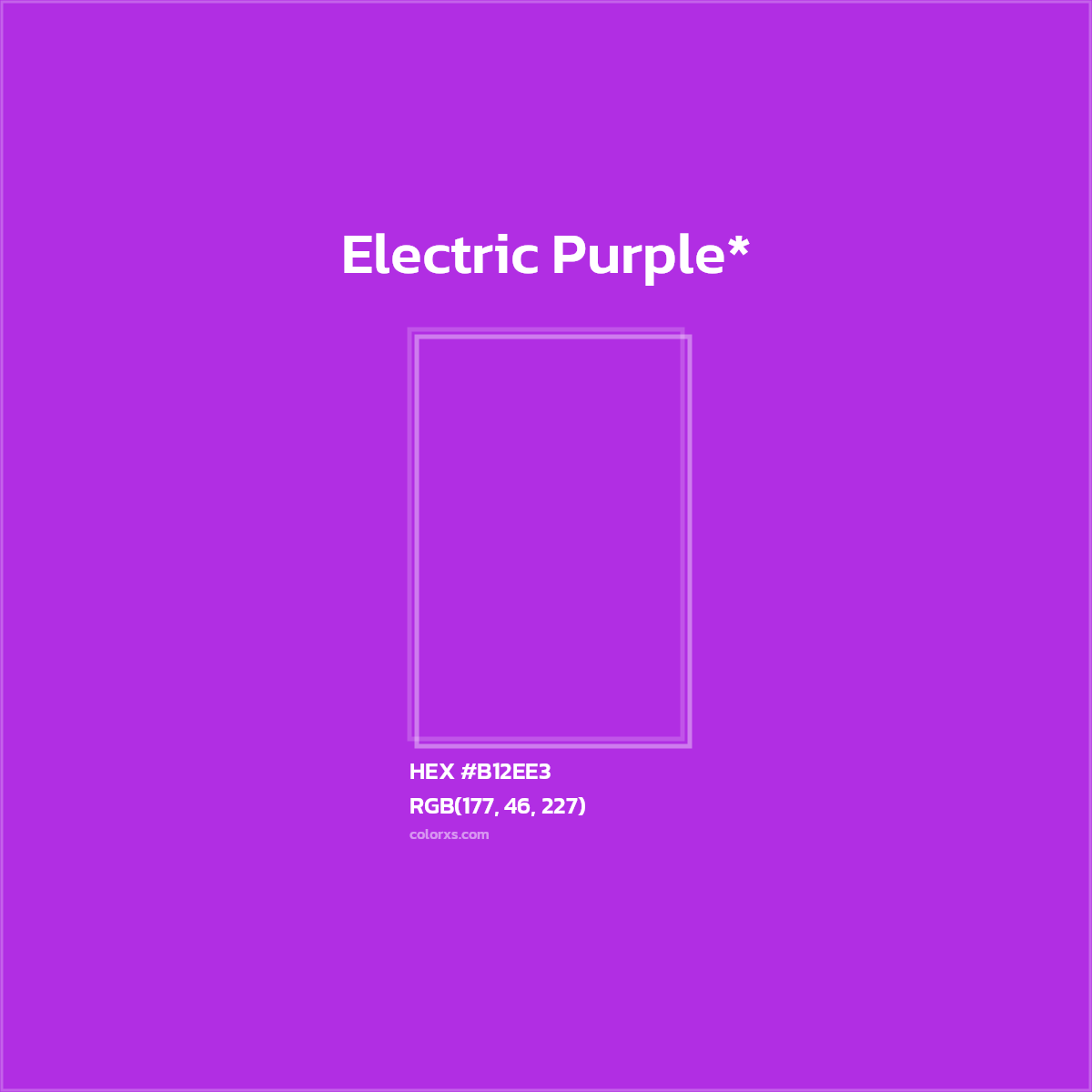 #B12EE3 hex color. RGB, RYB, CMYK, HSL, HSV codes and color conversions. Matching color names, palettes, paints.