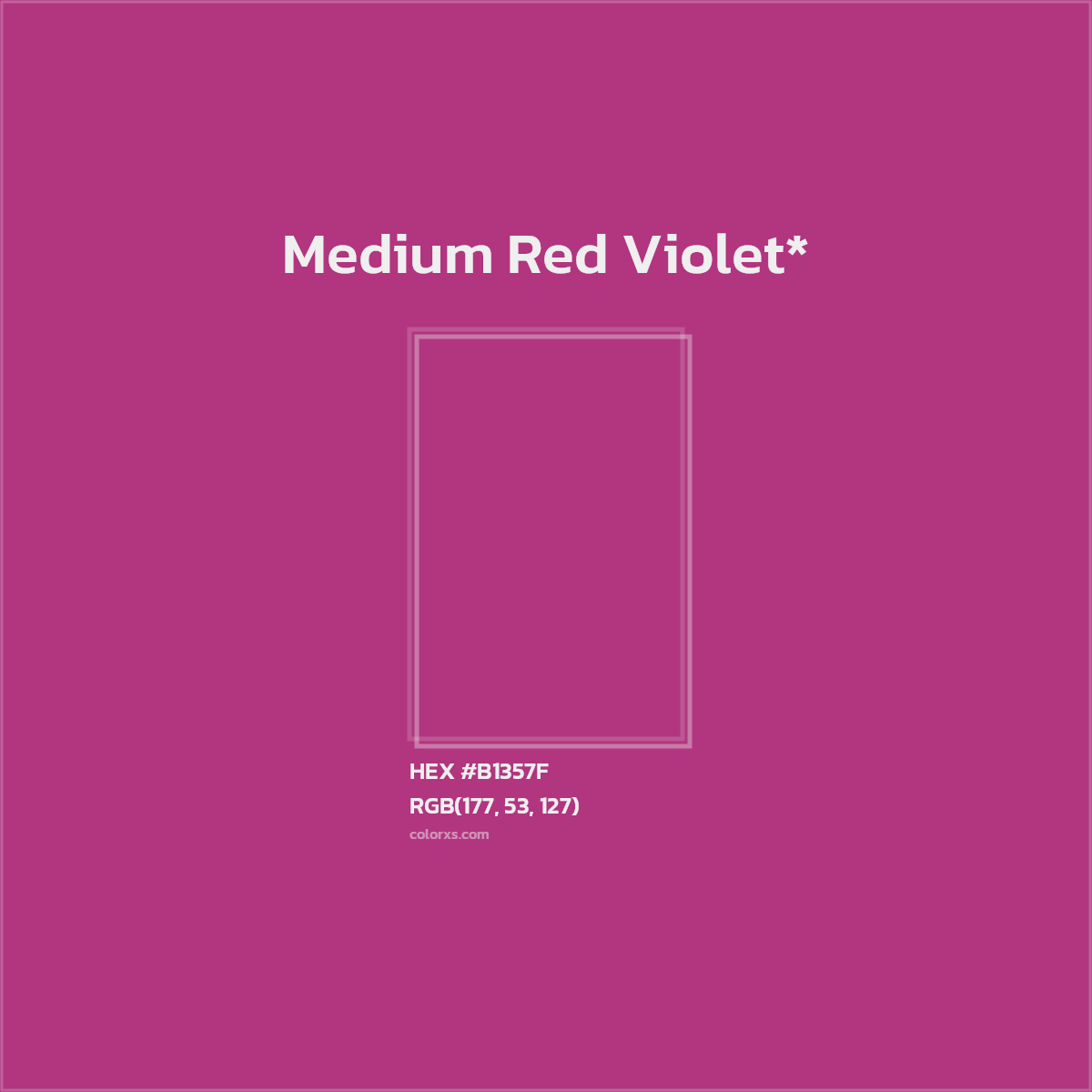 #B1357F hex color. RGB, RYB, CMYK, HSL, HSV codes and color conversions. Matching color names, palettes, paints.