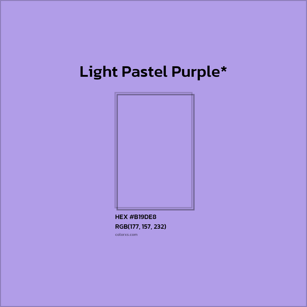 #B19DE8 hex color. RGB, RYB, CMYK, HSL, HSV codes and color conversions. Matching color names, palettes, paints.