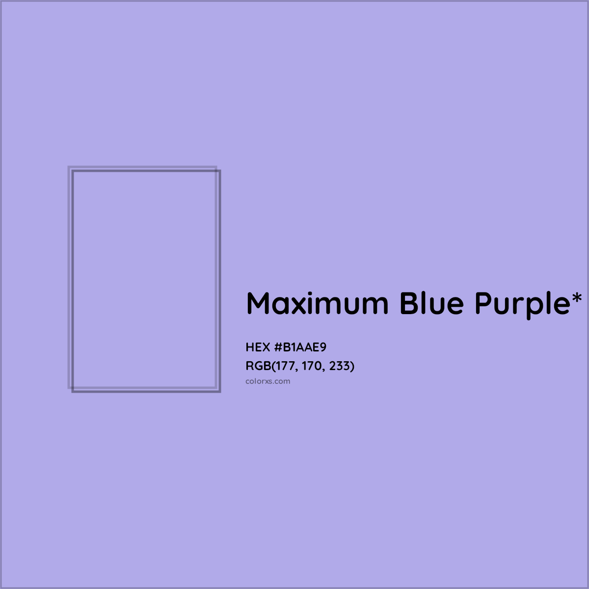 #B1AAE9 hex color. RGB, RYB, CMYK, HSL, HSV codes and color conversions. Matching color names, palettes, paints.