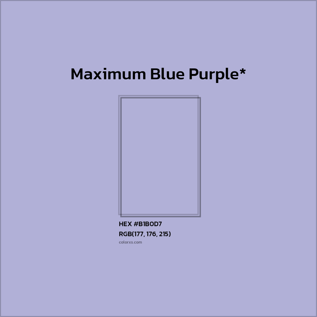 #B1B0D7 hex color. RGB, RYB, CMYK, HSL, HSV codes and color conversions. Matching color names, palettes, paints.