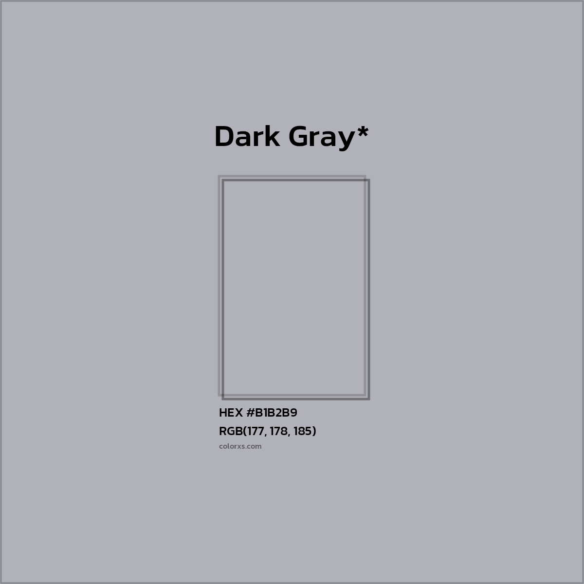 #B1B2B9 hex color. RGB, RYB, CMYK, HSL, HSV codes and color conversions. Matching color names, palettes, paints.