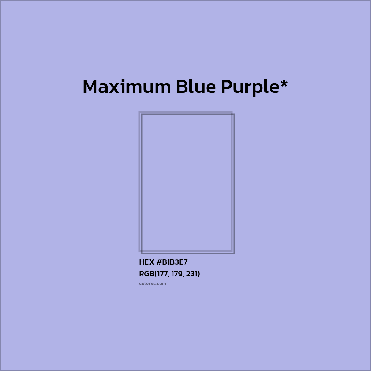 #B1B3E7 hex color. RGB, RYB, CMYK, HSL, HSV codes and color conversions. Matching color names, palettes, paints.
