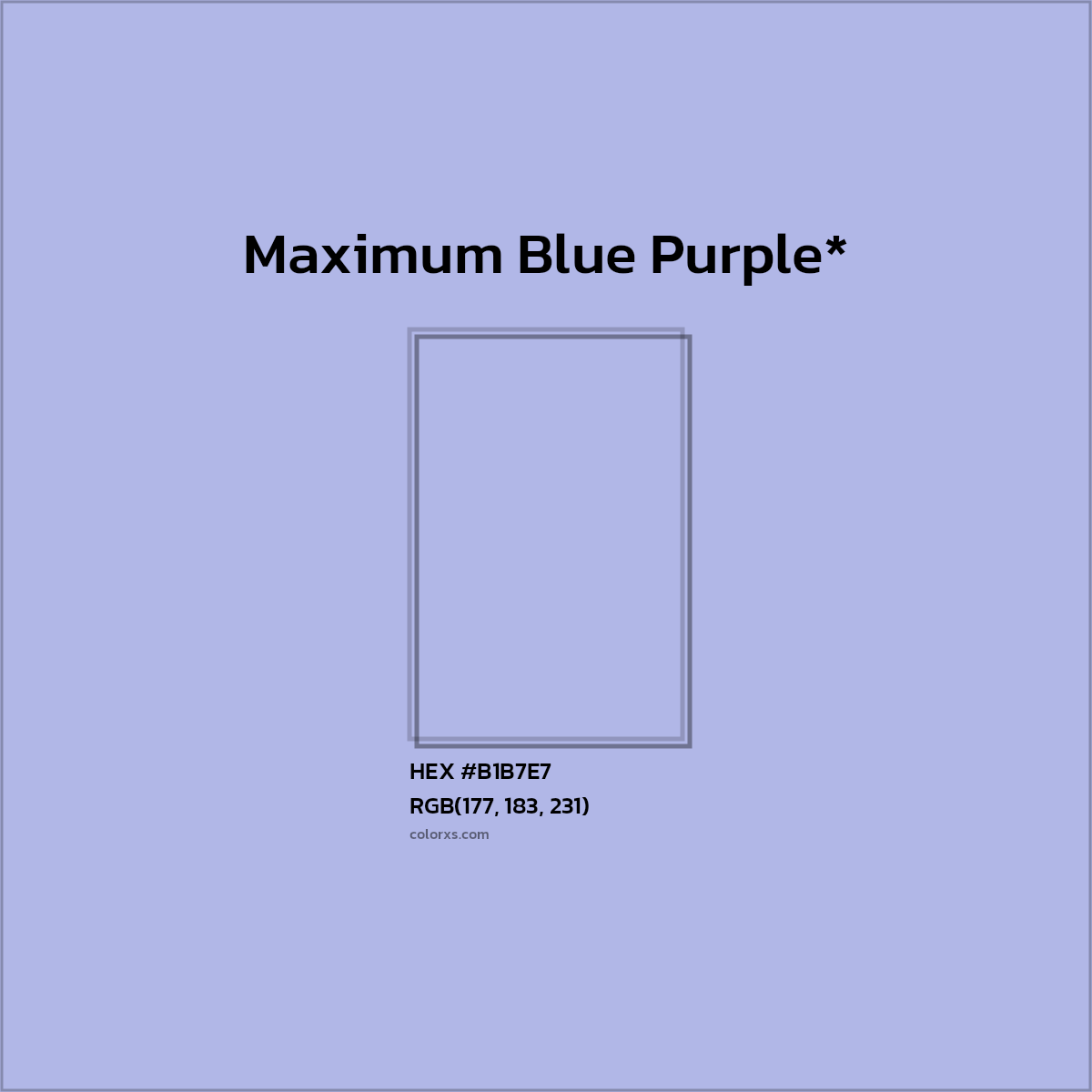 #B1B7E7 hex color. RGB, RYB, CMYK, HSL, HSV codes and color conversions. Matching color names, palettes, paints.