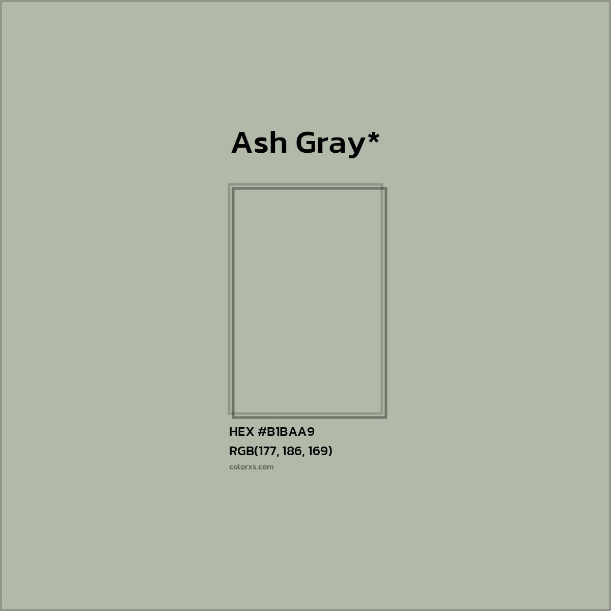 #B1BAA9 hex color. RGB, RYB, CMYK, HSL, HSV codes and color conversions. Matching color names, palettes, paints.